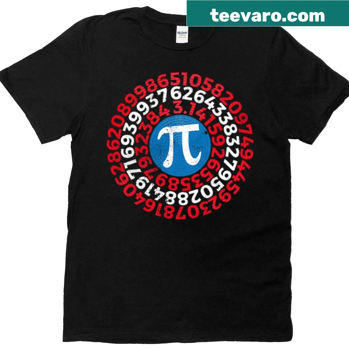 A humorous t-shirt with a superhero-themed pi graphic for math lovers. — on a men's t-shirt