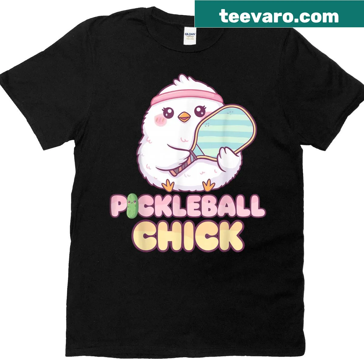 Cute kawaii pickleball design on T-shirt — on a men's t-shirt