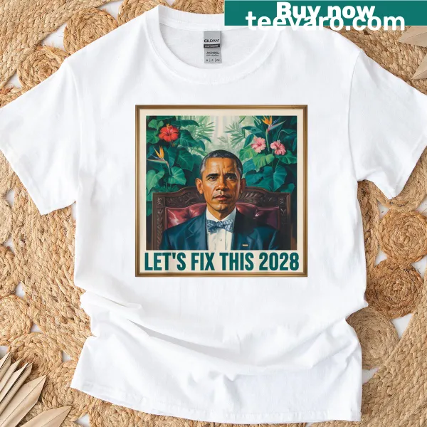 Portrait of President Barack Obama on a t-shirt.