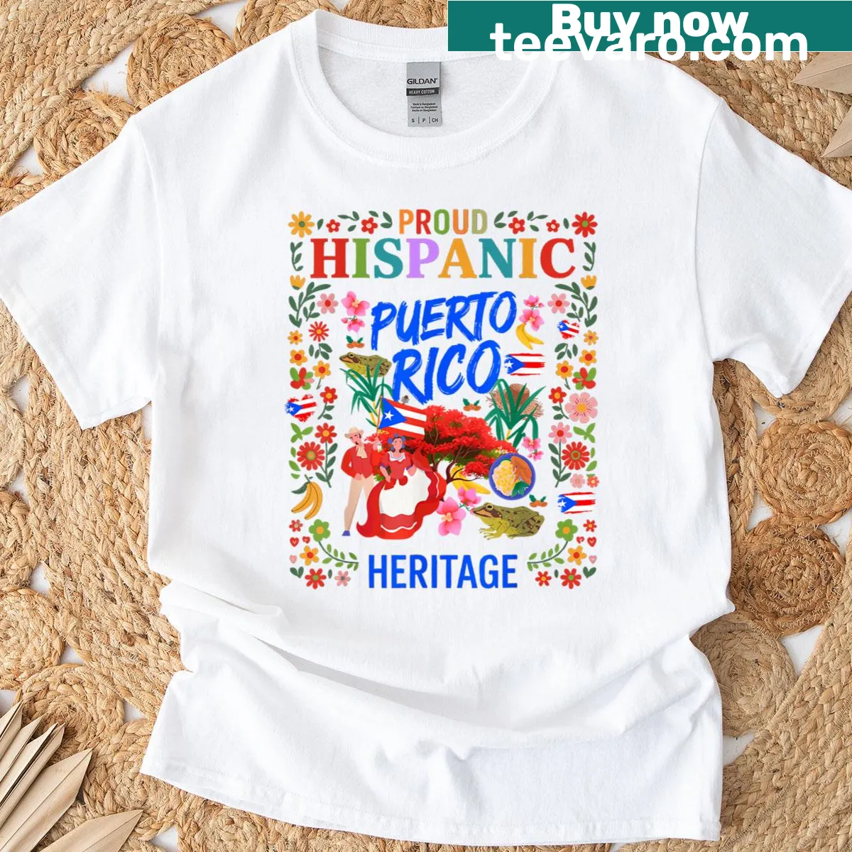 Puerto Rican flag design emphasizing Hispanic heritage for women — on a men's t-shirt