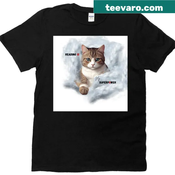 T-shirt featuring the quote 'Reading Is My Superpower' in bold typography