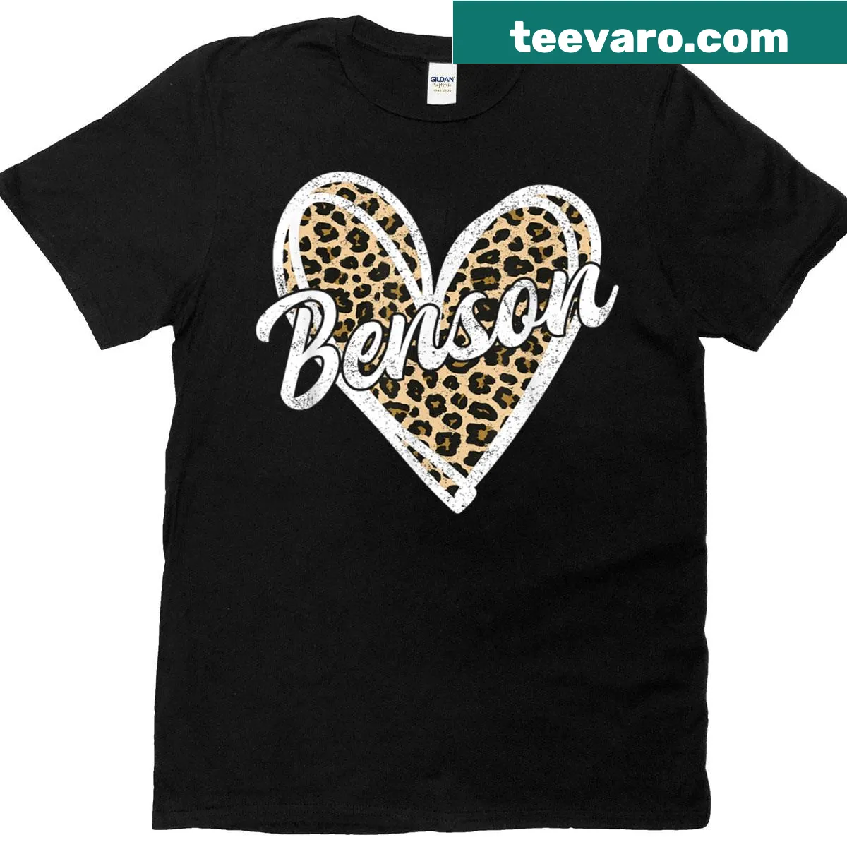 Vintage leopard heart t-shirt featuring a cute animal design — on a men's t-shirt