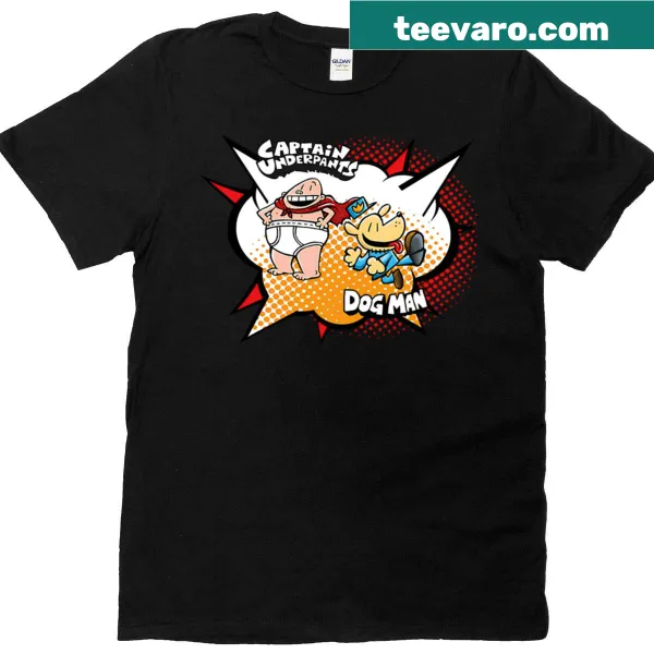 Vintage-style t-shirt with cartoon superheroes in comic strip design