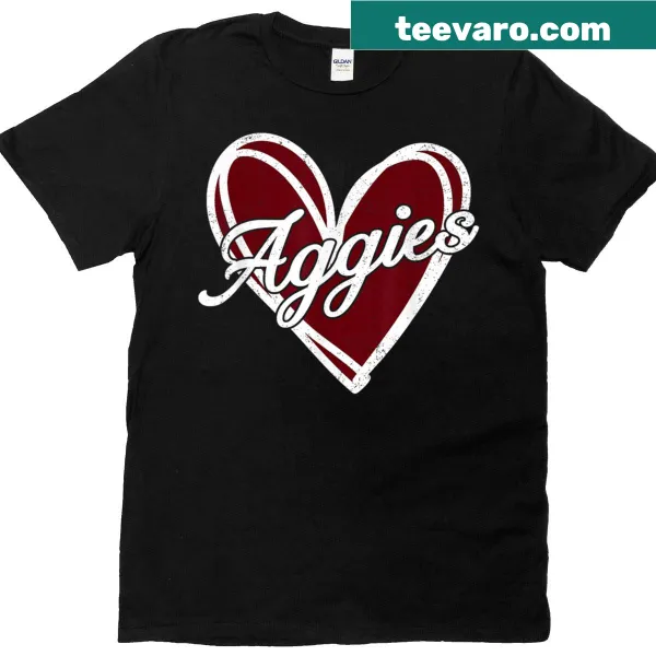 Personalized Aggies-heart T-shirt in retro style