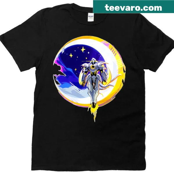 Illustration of Moon Knight in a mech design on a T-shirt