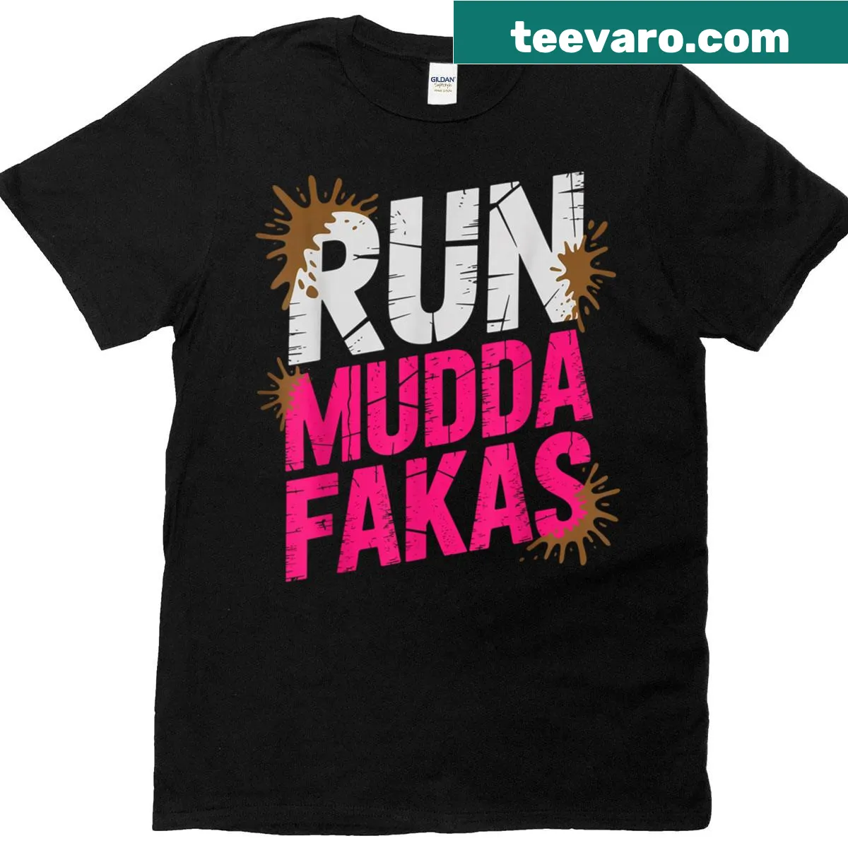 Funny Mud Girl Run t-shirt celebrating muddy adventures with bold text — on a men's t-shirt