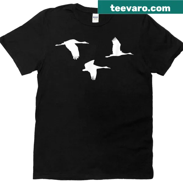 Silhouette of a Sandhills crane on a T-shirt