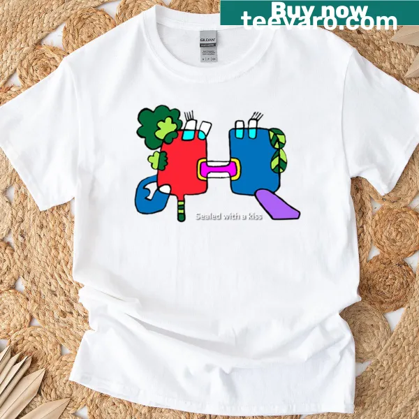 Sealed With A Kiss text graphic T-shirt