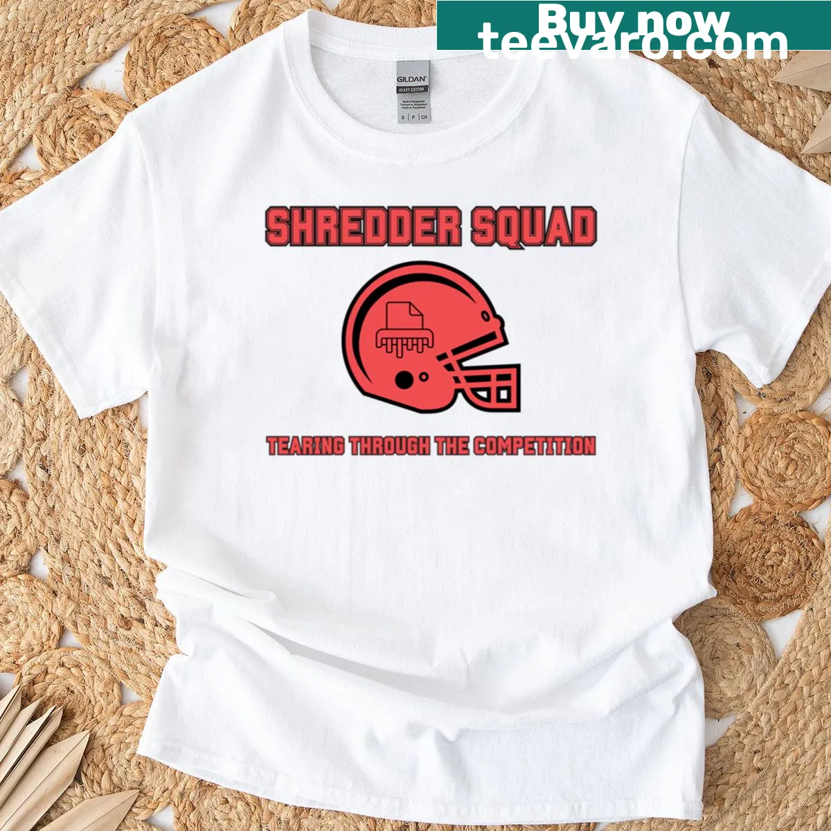 Edgy Shredder Squad t-shirt with bold lettering — on a men's t-shirt