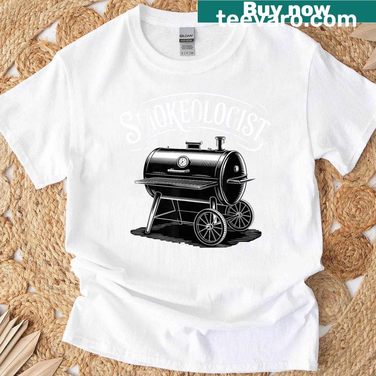 Funny typographic design for BBQ lovers on a T-shirt — on a men's t-shirt
