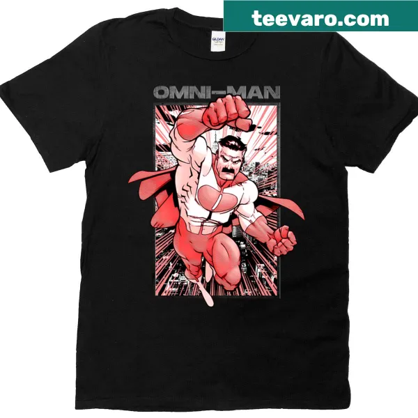Cartoon father-son superhero duo on a vintage style t-shirt