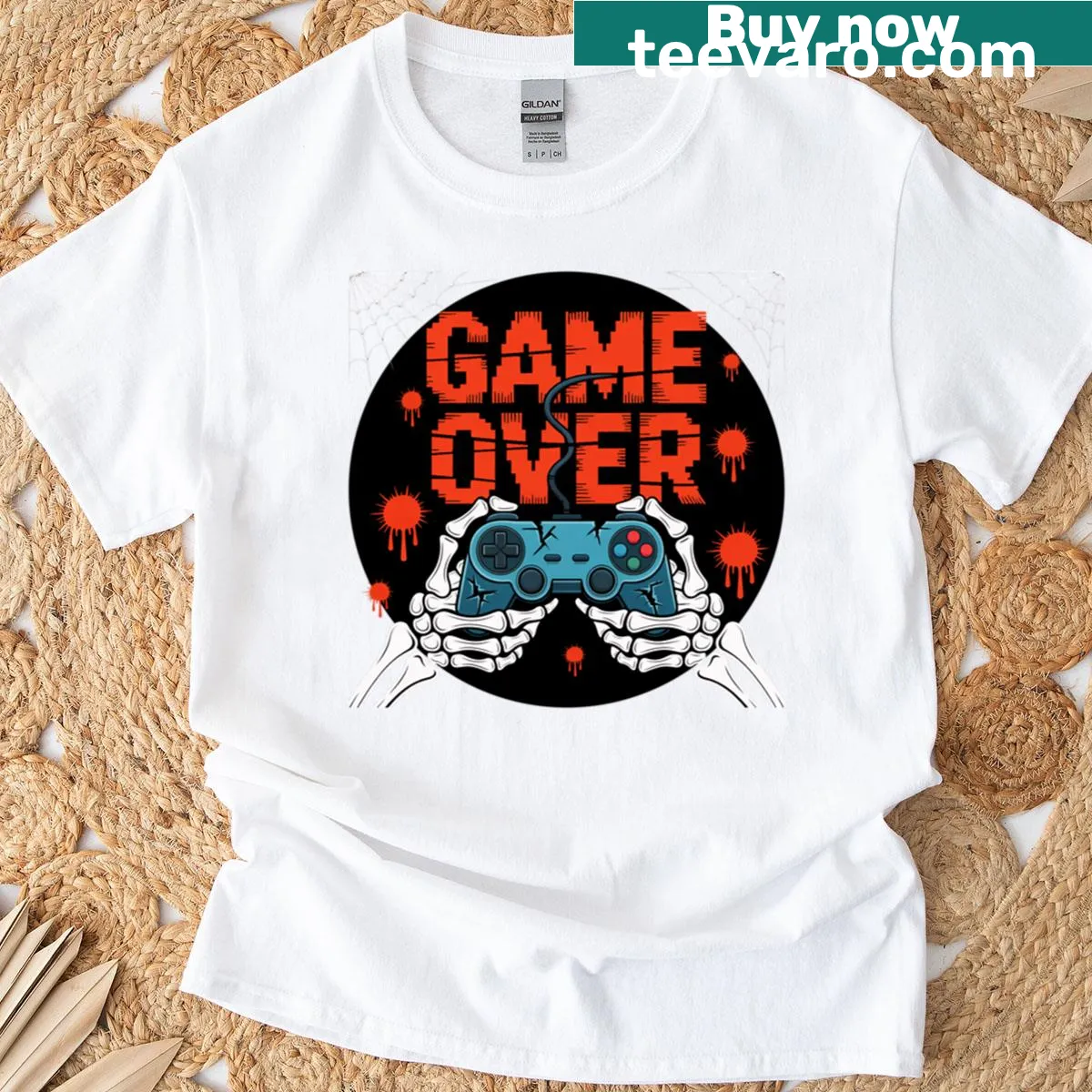 Creepy Halloween-themed design for gamers on a T-shirt — on a men's t-shirt