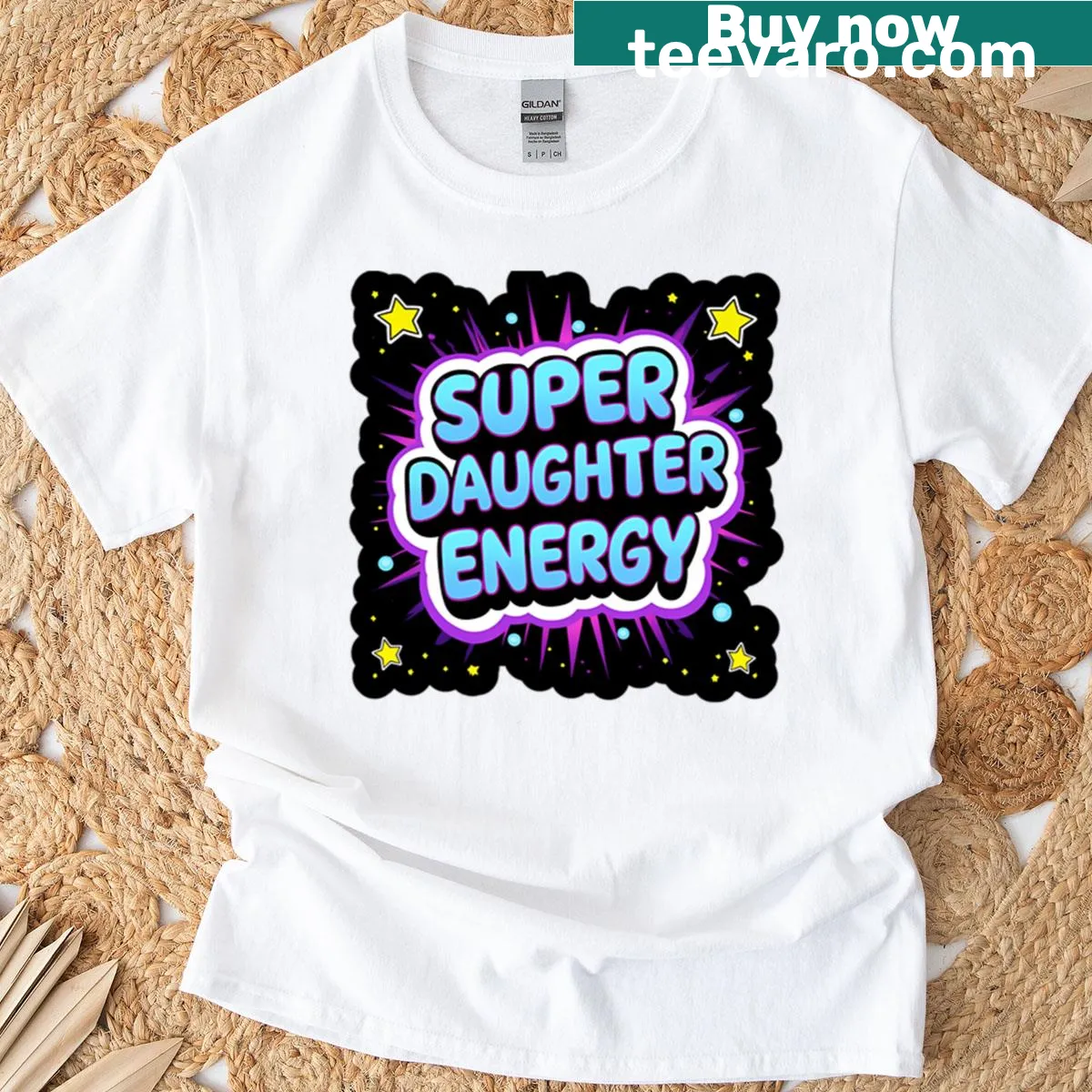 Inspirational typography celebrating daughter energy on a T-shirt — on a men's t-shirt