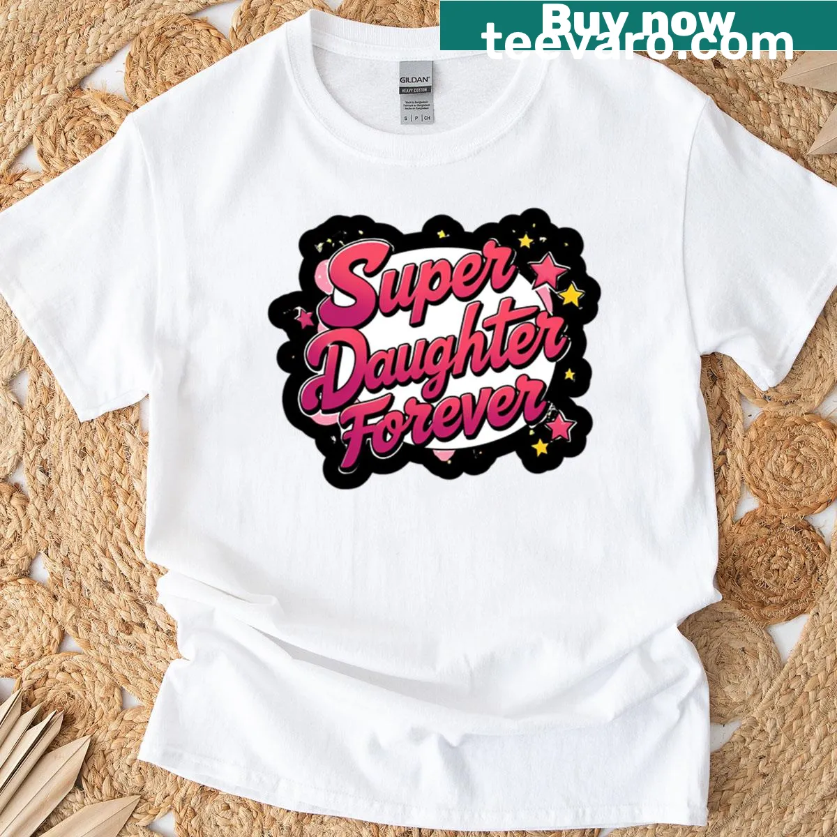 Super Daughter Forever T-shirt with playful typography — on a men's t-shirt