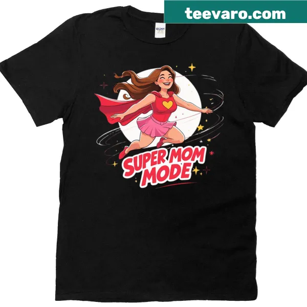 Illustration of Super Mom in a red cape flying confidently