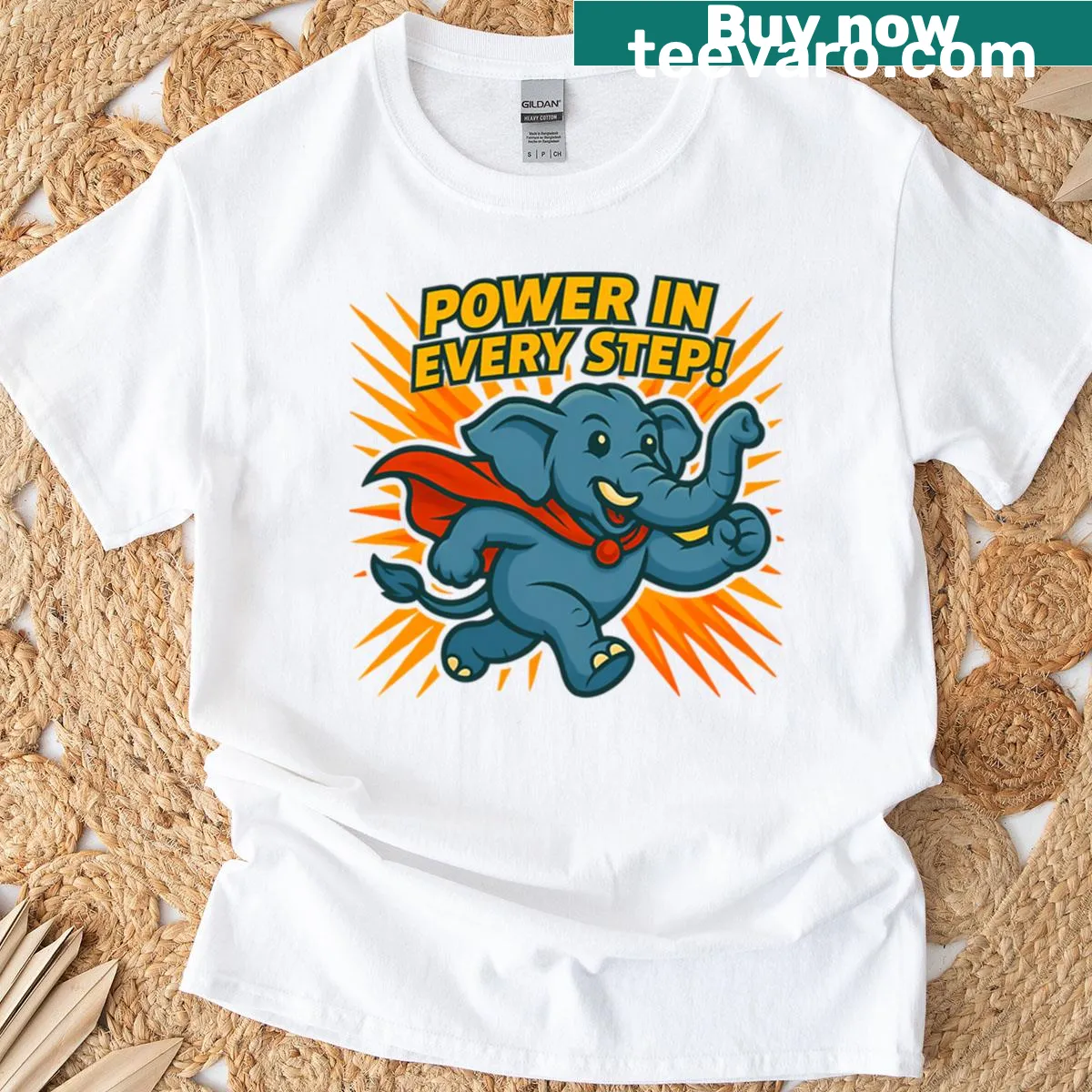 Inspirational elephant graphic T-shirt — on a men's t-shirt