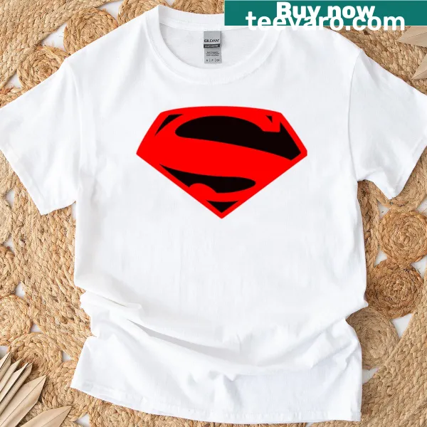 Retro comic book logo shield on a t-shirt, celebrating superheroes