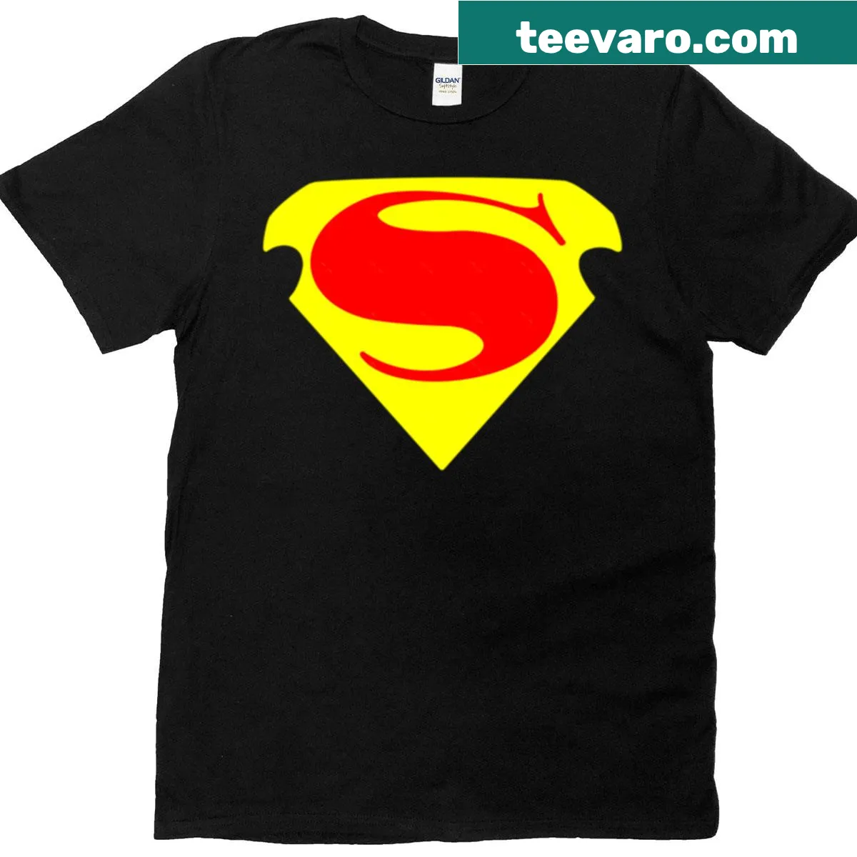 New age superhero graphic t-shirt — on a men's t-shirt