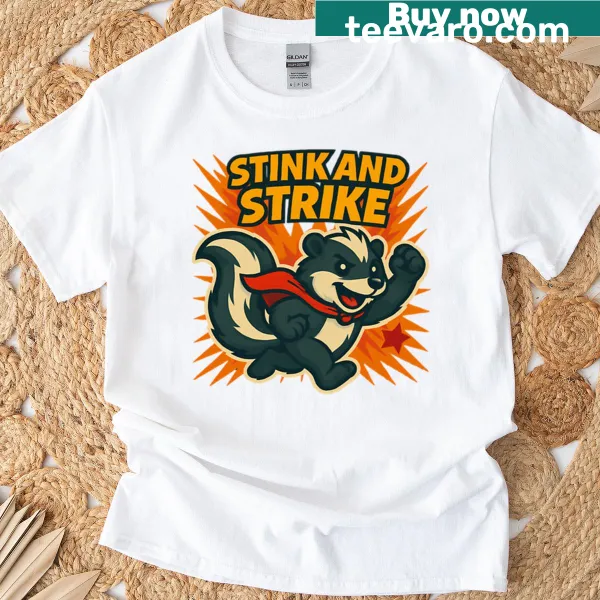 Cartoon superhero skunk t-shirt for kids