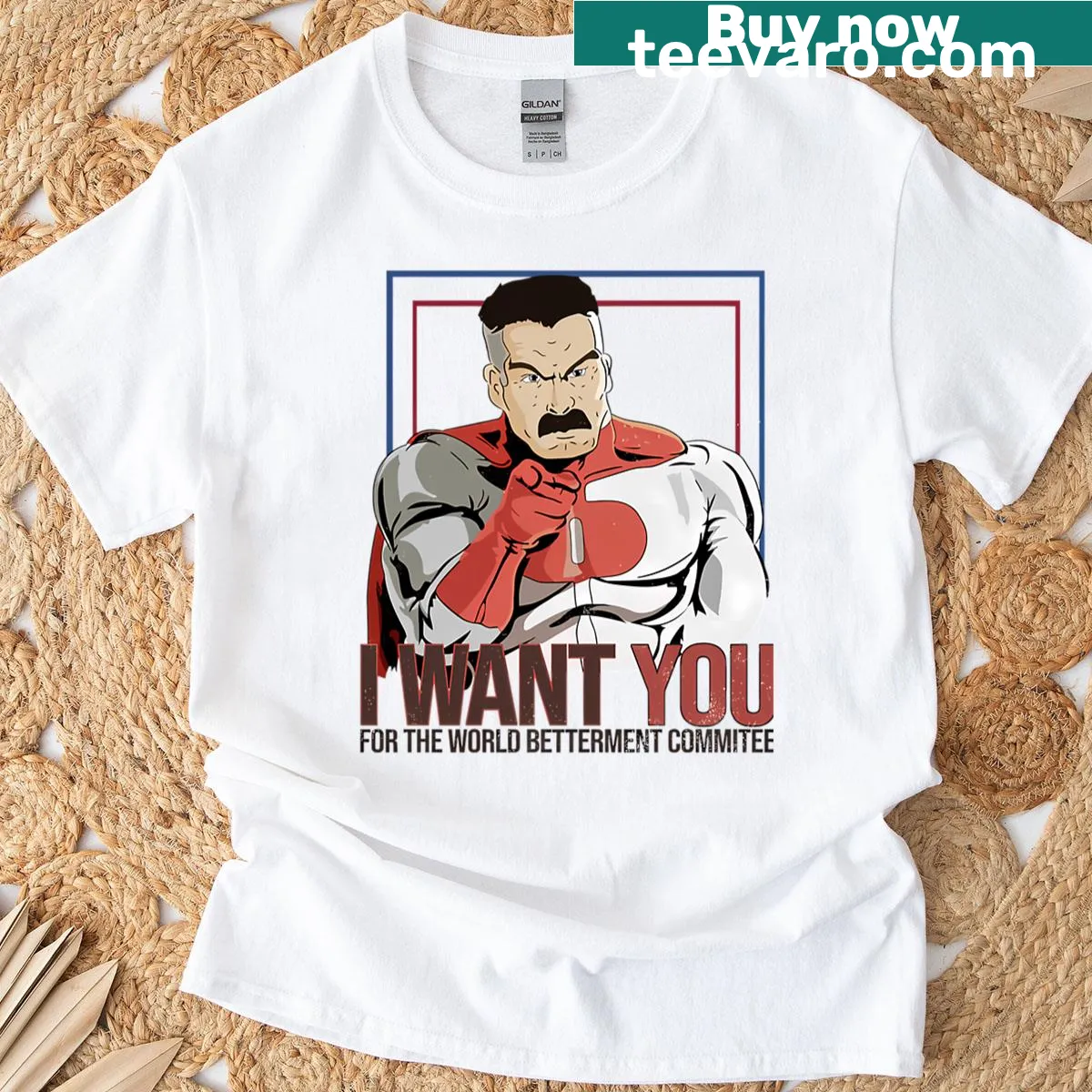 Vintage parody cartoon Superhero Son graphic on a T-shirt — on a men's t-shirt