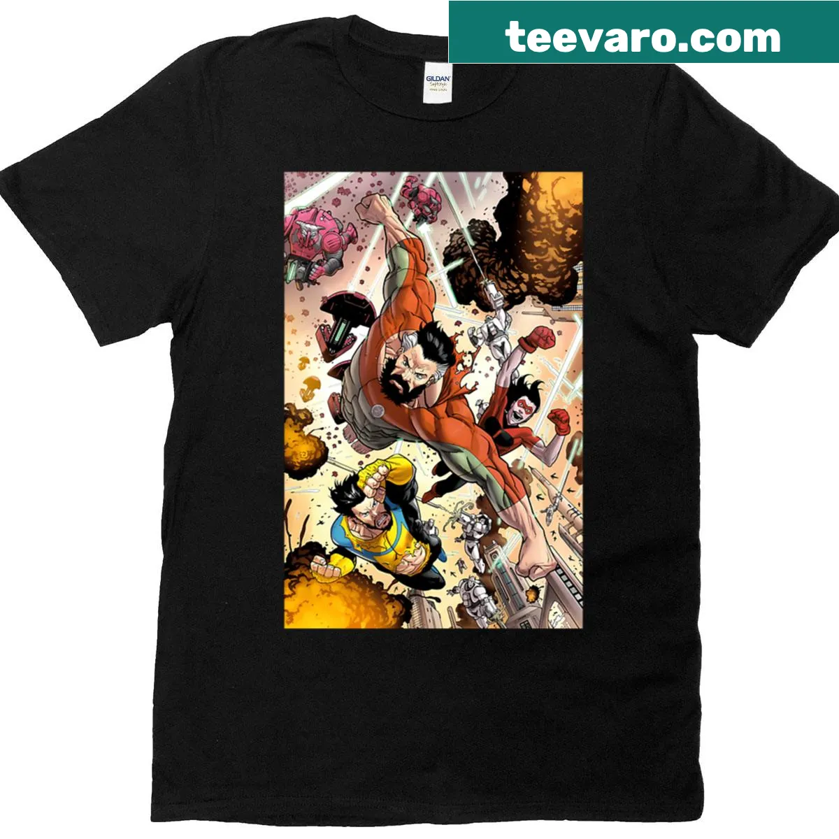 Vintage cartoon parody of a father and superhero son — on a men's t-shirt
