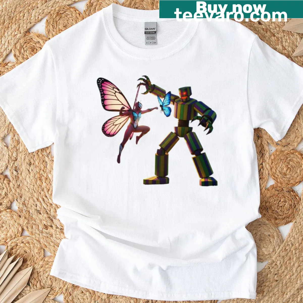 Cute illustration t-shirt featuring a butterfly girl design — on a men's t-shirt