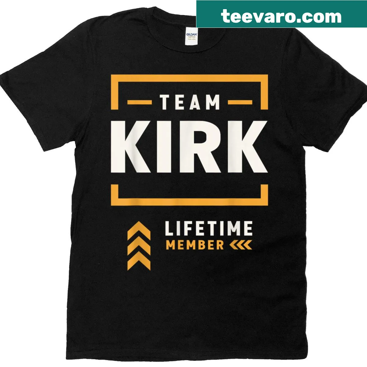 Team Kirk Lifetime Member T-shirt with bold logo design — on a men's t-shirt