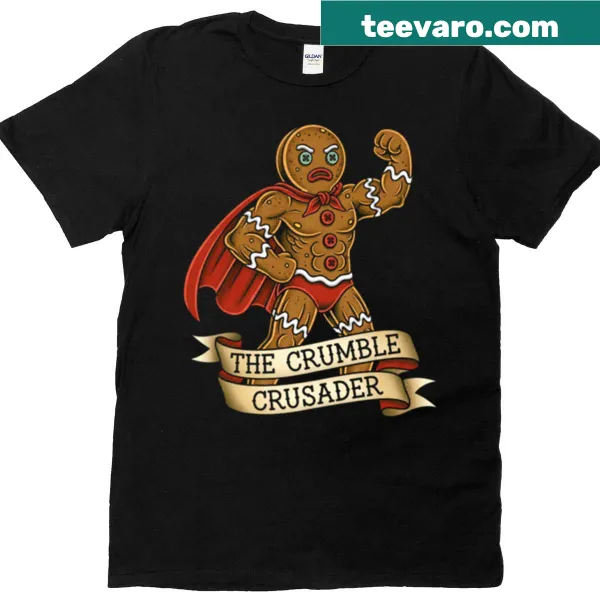 Funny superhero gingerbread man cartoon on Christmas T-shirt