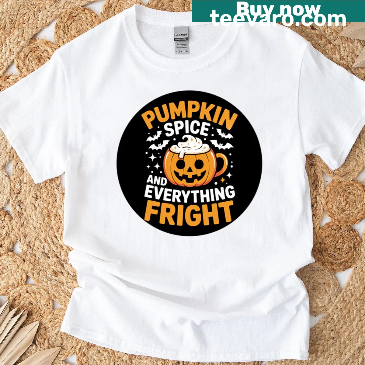 Cartoon design of a haunted mug for Halloween — on a men's t-shirt