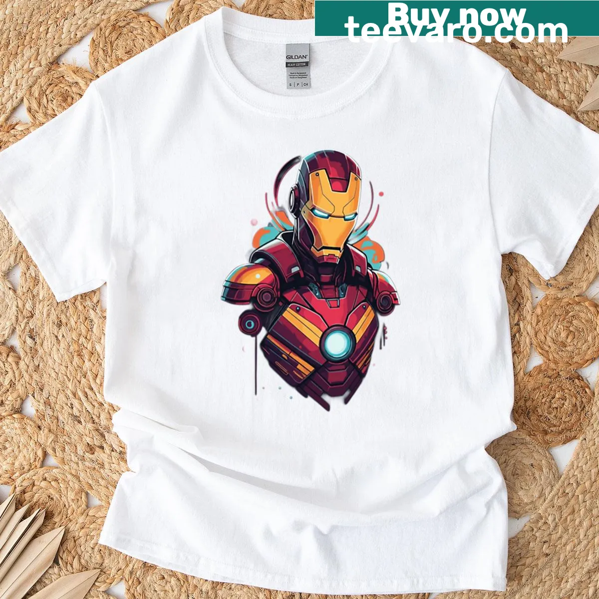 Illustration of the Iron Knight in detailed armor — on a men's t-shirt
