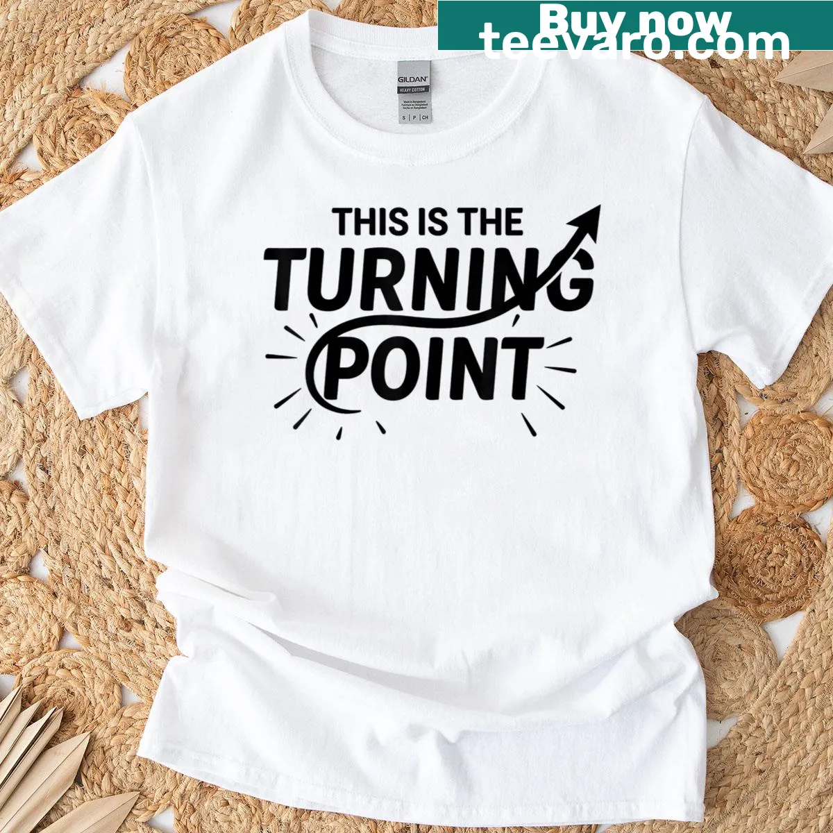 Inspirational t-shirt with the phrase 'This Is The Turning Point' — on a men's t-shirt