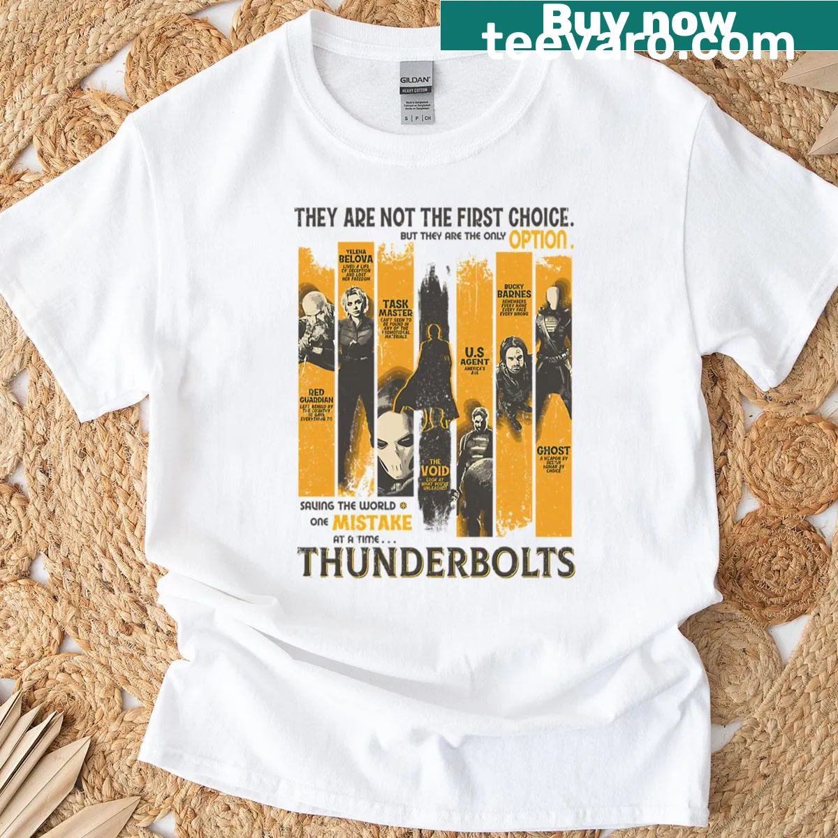 T-shirt featuring Thunderbolts comic poster design for fans — on a men's t-shirt