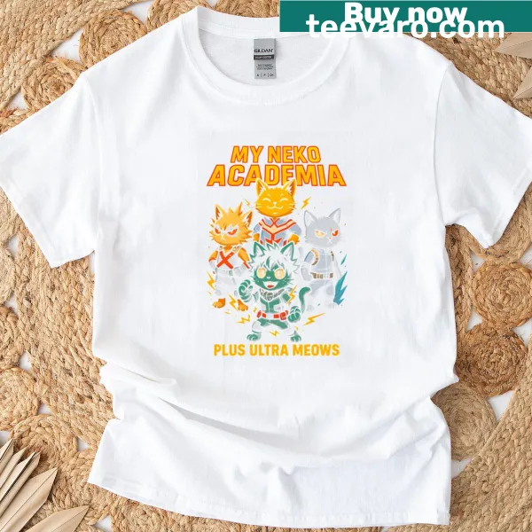Typography design featuring 'Plus Ultra Meows' on a T-shirt