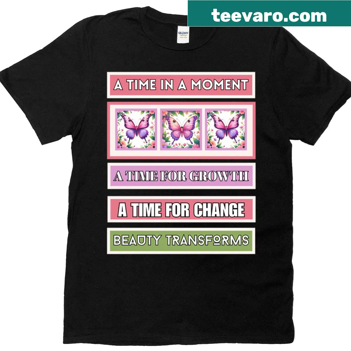 Inspirational t-shirt with the phrase 'To Be Like A Butterfly' in elegant typography. — on a men's t-shirt