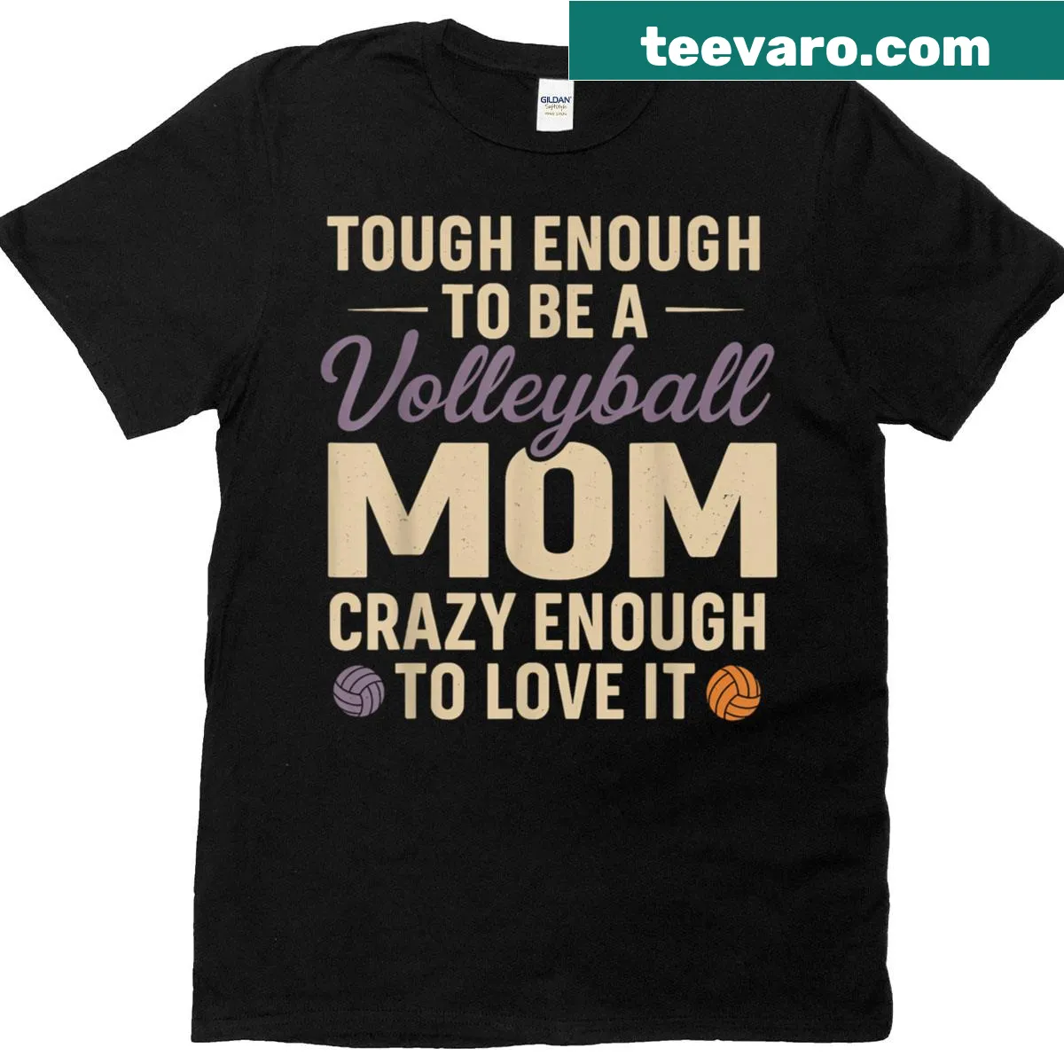 Proud volleyball mom t-shirt with bold typography — on a men's t-shirt