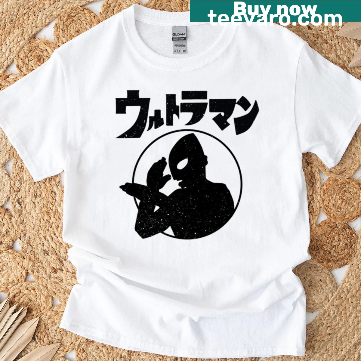 Cartoon graphic of a kaiju on an oversized T-shirt — on a men's t-shirt