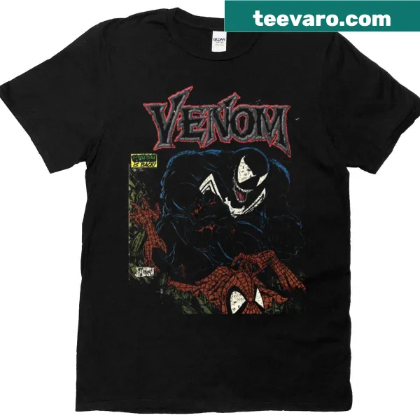 Oversized comic tee featuring Venom battling Spider-Man in a dynamic illustration.