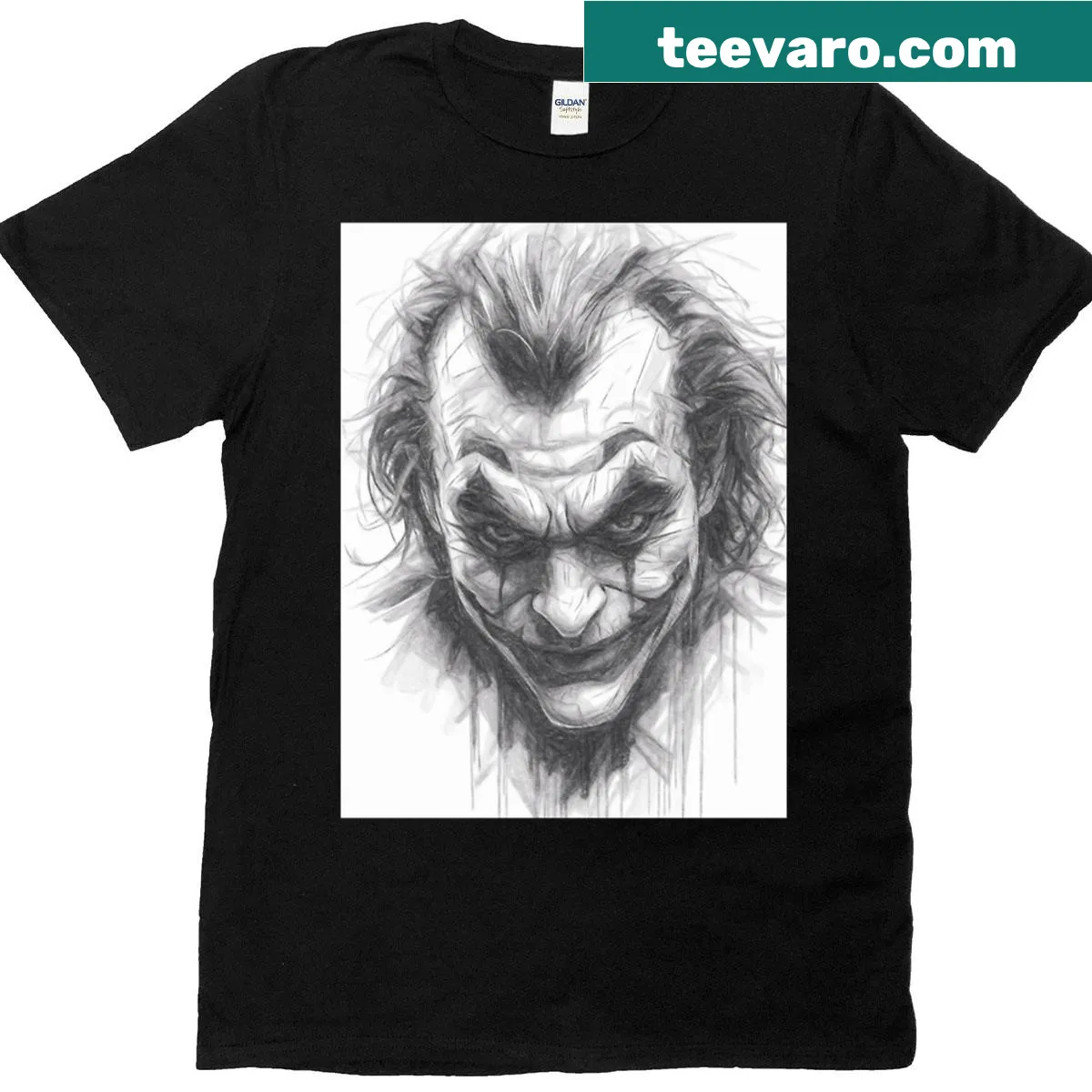 Pencil sketch of the word 'Villain' on a minimalist t-shirt design. — on a men's t-shirt