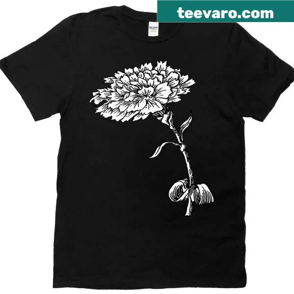 Vintage botanical T-shirt featuring detailed carnation vector art.