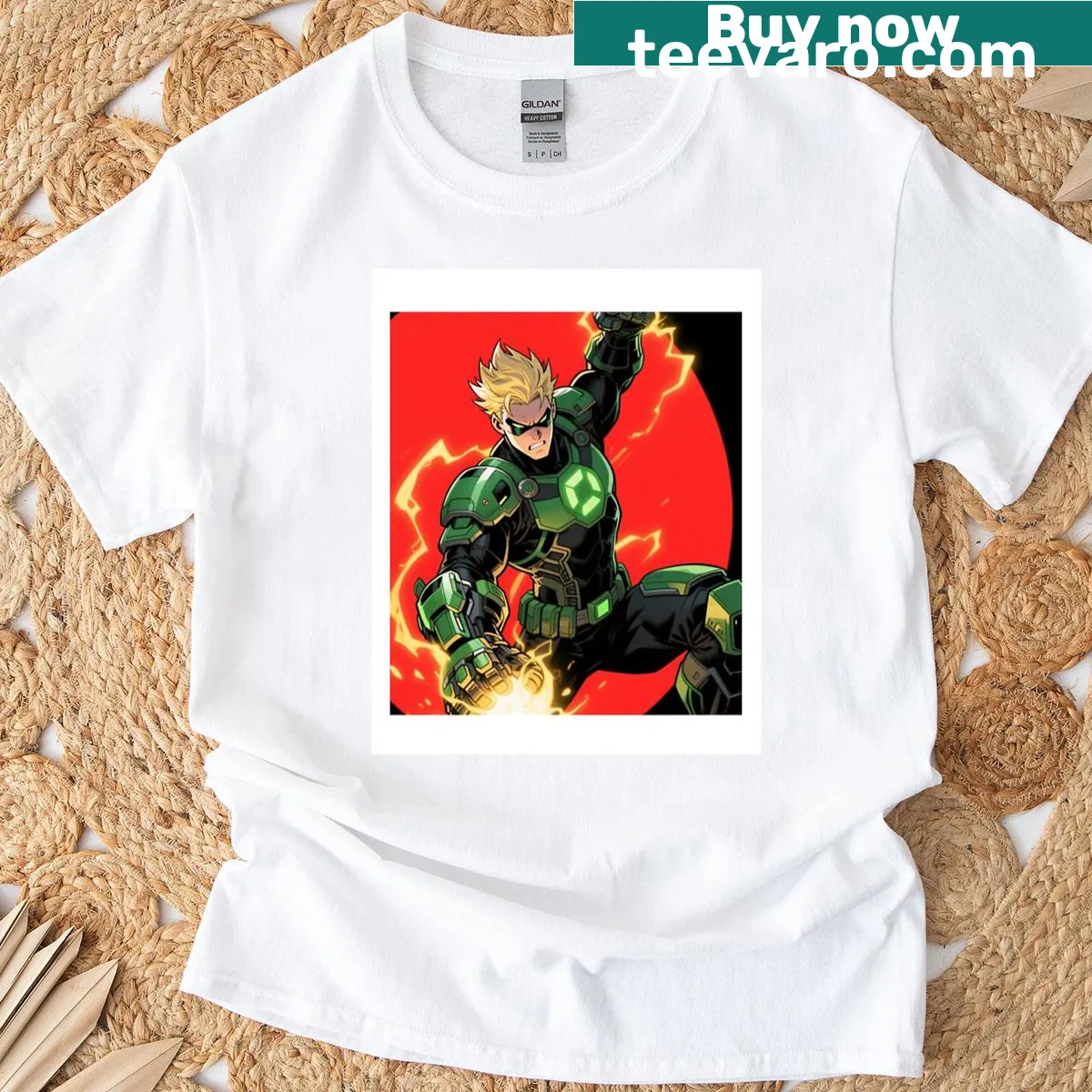 Bold vortex graphic t-shirt representing energy and strength — on a men's t-shirt