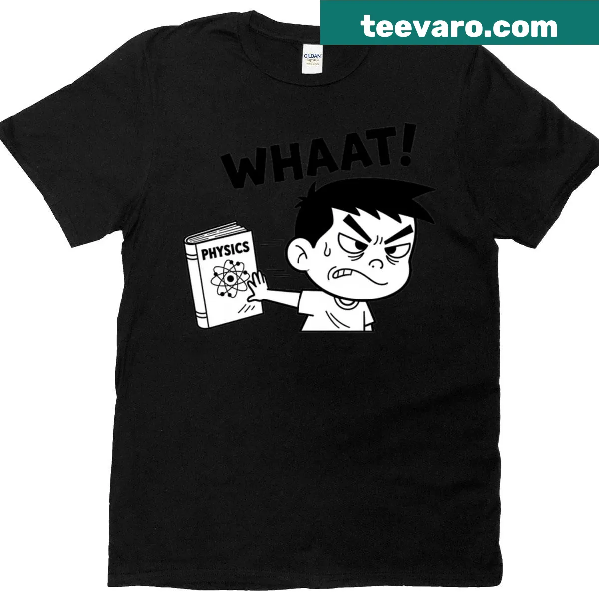 Funny T-shirt for kids with humorous PE and physics design — on a men's t-shirt