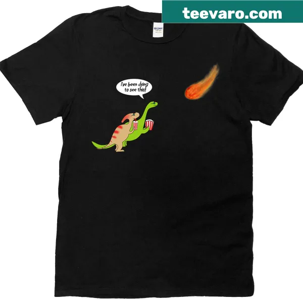 Humorous dinosaur T-shirt depicting the asteroid encounter