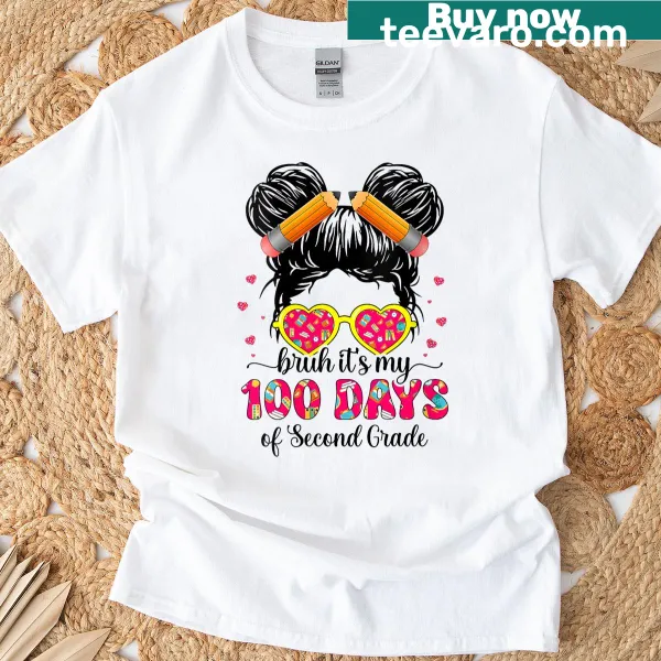T-shirt with playful text celebrating the 100th day of school