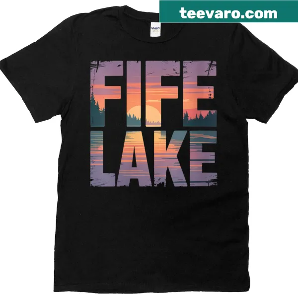 Womens T-shirt with typography celebrating Fife Lake, Northern Michigan