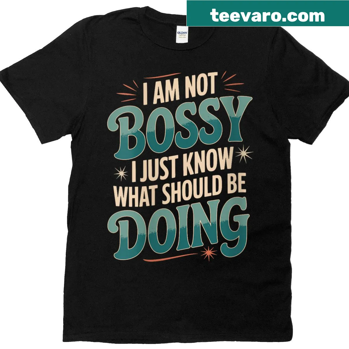 Funny tee with the quote 'I'm Not Bossy' emphasizing confidence — on a men's t-shirt