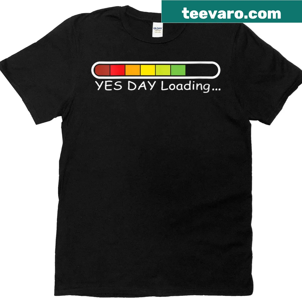T-shirt with 'Ja-day Loading For Dad's Little Yes Day' illustration — on a men's t-shirt