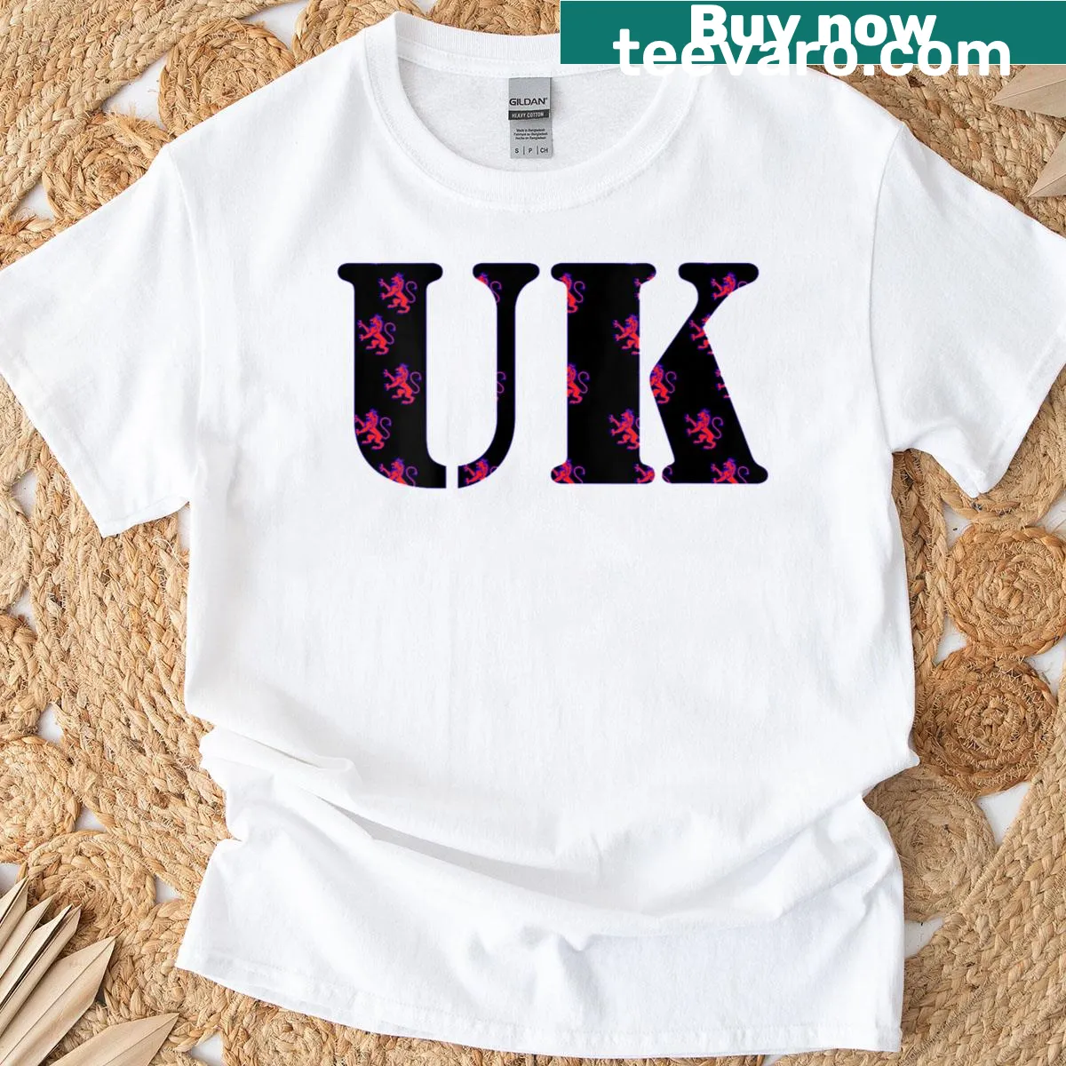 British Rampant Lion design on women's patriotic T-shirt — on a men's t-shirt
