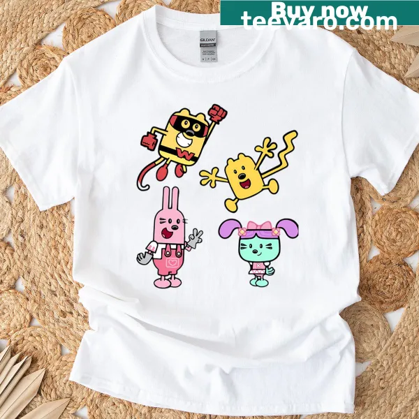 Illustrated Wubbzy T-shirt with Daizy and Widget Pack characters