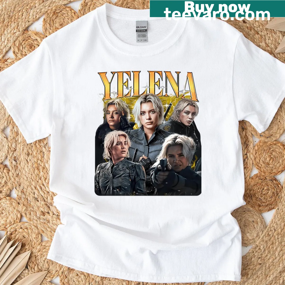 Illustration of Yelena from Thunderbolts on a T-shirt — on a men's t-shirt