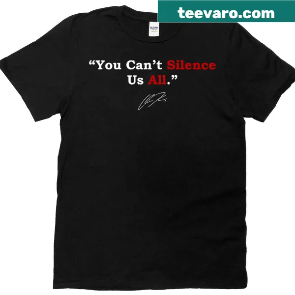Patriotic graphic t-shirt featuring the phrase 'You Can't Silence Us All'